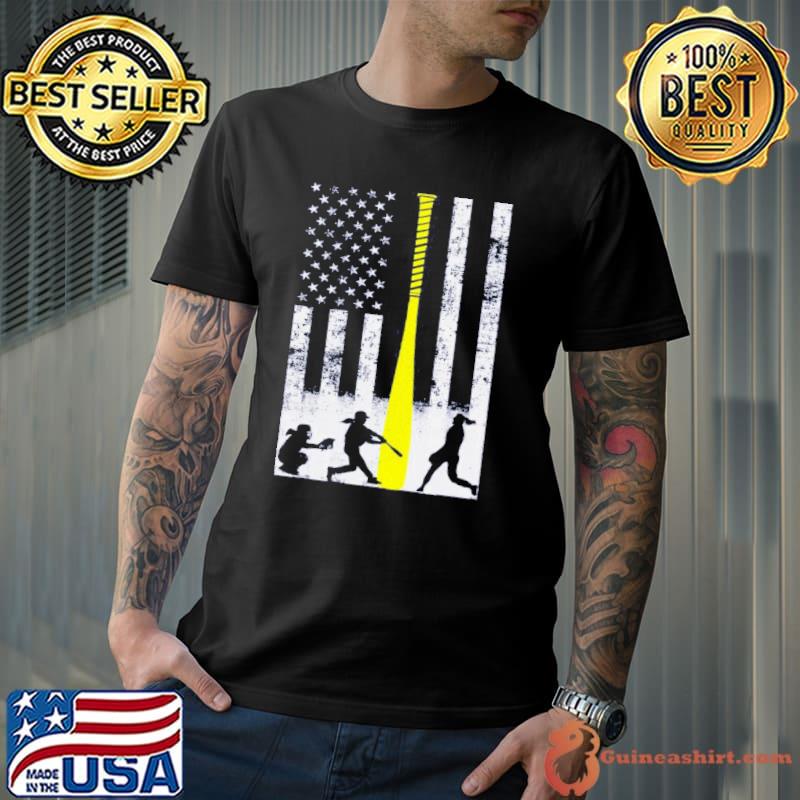 Softball flag with softball players and yellow bat s Unisex