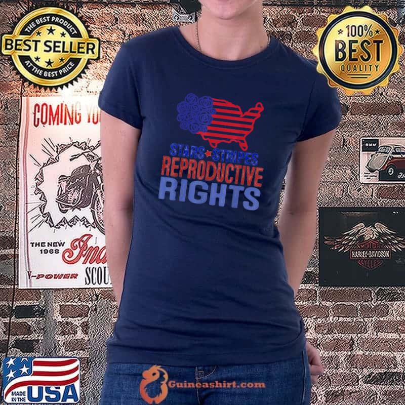 Stars Stripes Reproductive Rights 4th Of July Rose Usa Maps T-Shirt Ladiestee