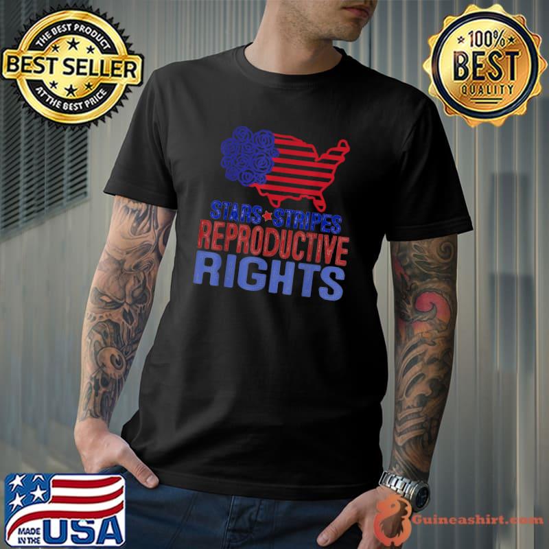 Stars Stripes Reproductive Rights 4th Of July Rose Usa Maps T-Shirt Unisex