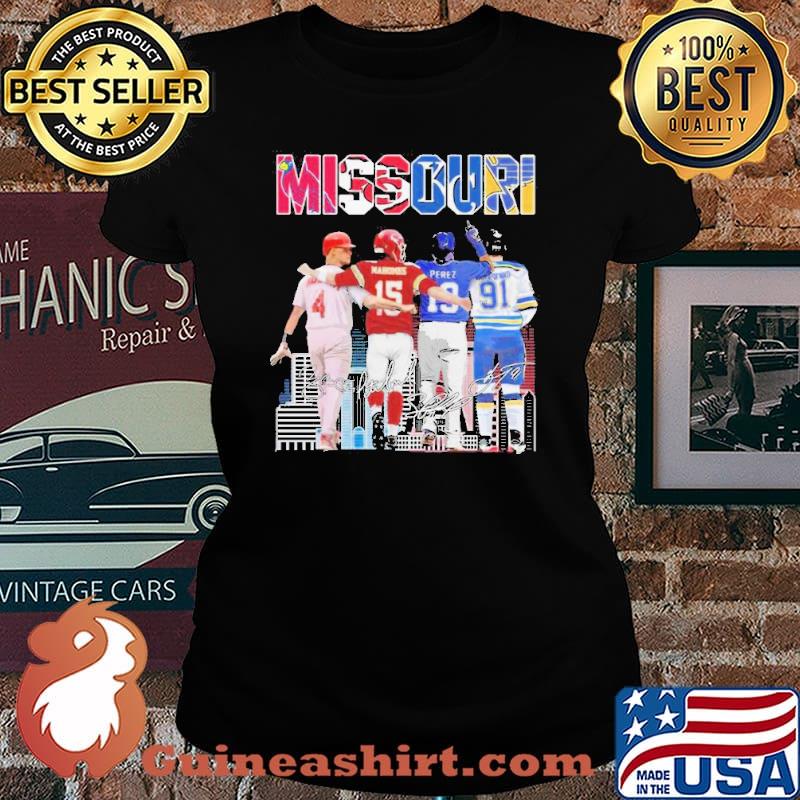 The missourI yadier molina patrick mahomes salvador perez and vladimir tarasenko signatures shirt
