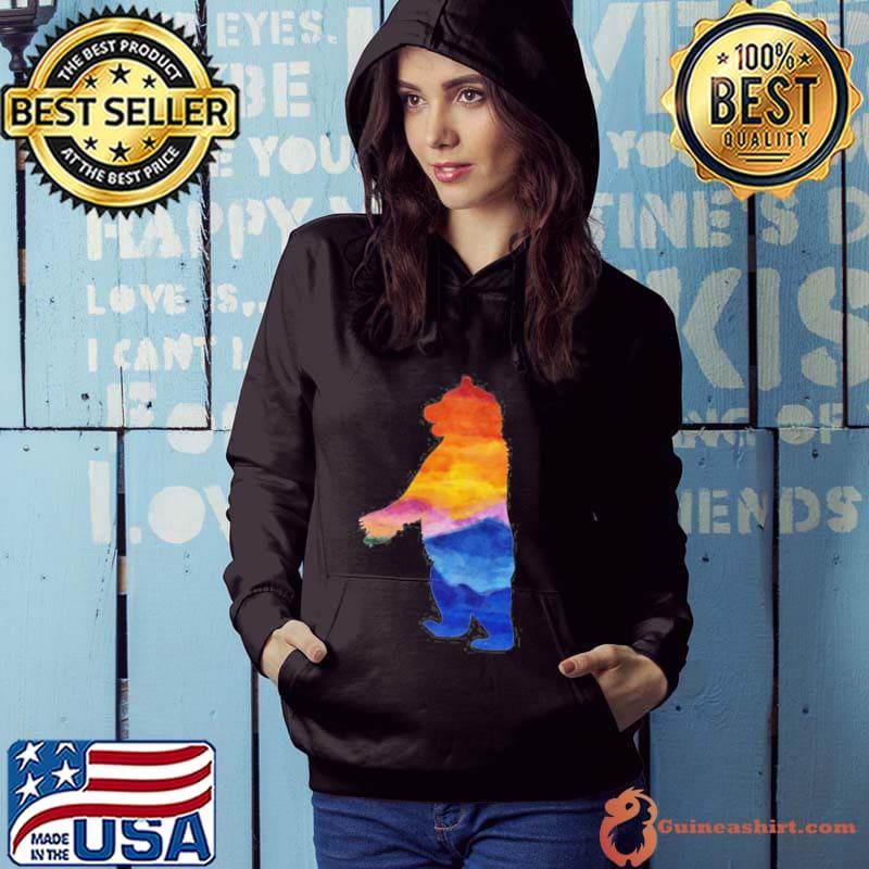 Watercolor bear standing sunrise sunset shirt