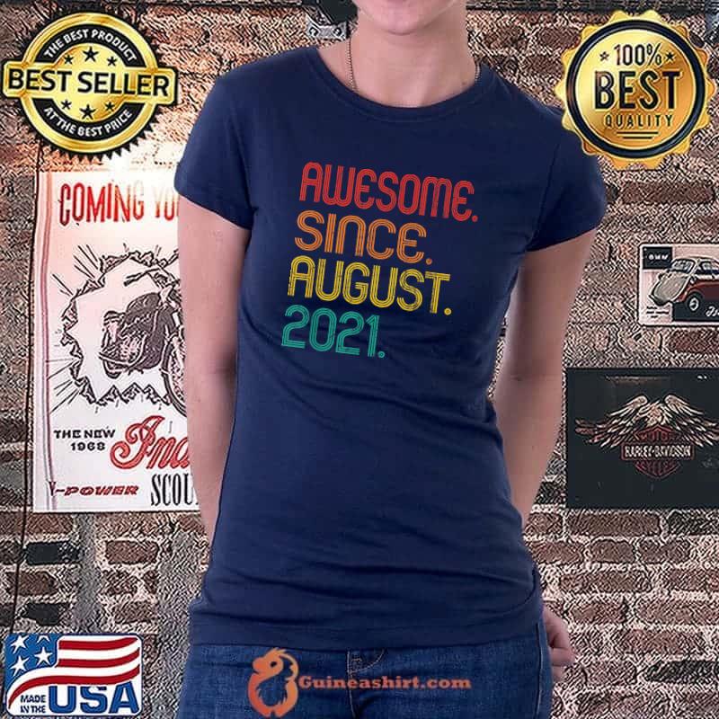 Awesome Since August 2021 1st Birthday Retro 1 Years Old T-Shirt