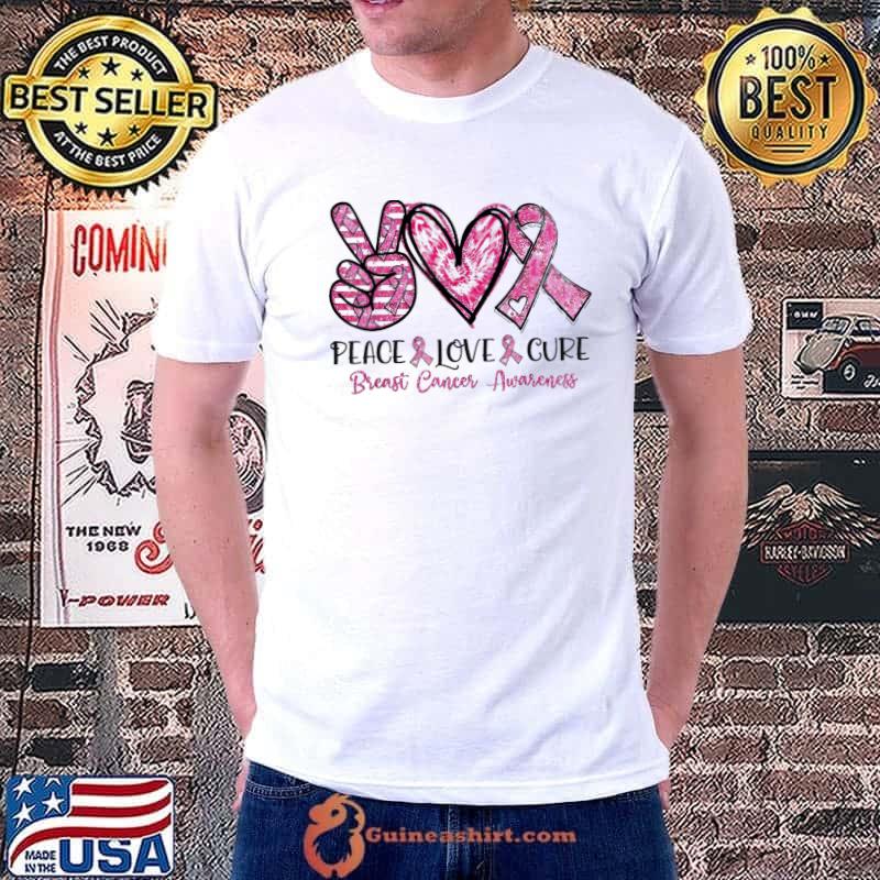 Breast cancer awareness costume pink peace love cure faith shirt