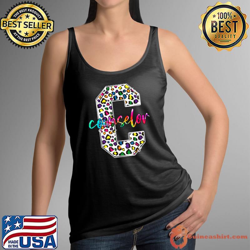 C Is For Counselor First Day Back To School Leopard Tie Dye T-Shirt Tank Top