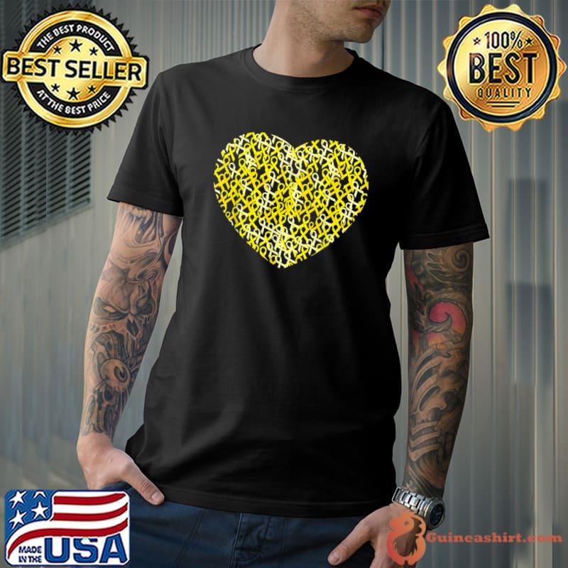 Childhood Cancer Awareness Yellow Ribbon Heart T-Shirt
