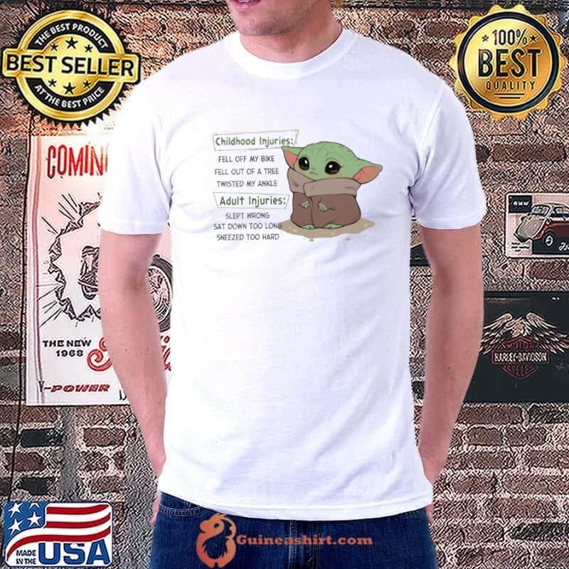 Childhood injuries fell of my bike adult baby yoda shirt