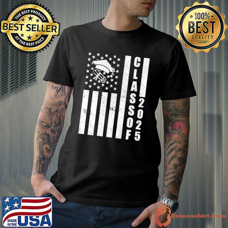 Class of 2025 American Flag Graduation T-Shirt Unisex