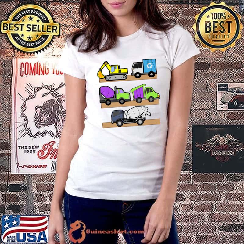 Construction Truck Excavator Concrete Mixer Dump T-Shirt