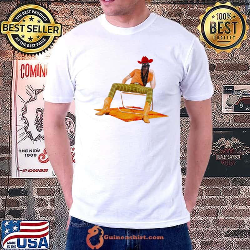 Cool pose on chair photograpy orville peck shirt