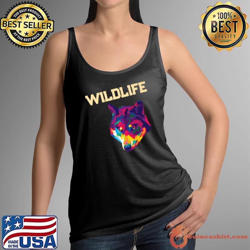 Geometric Colorful Wolf Wildlife Zoo T-Shirt Tank Top