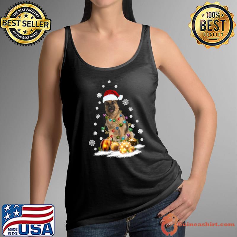 German shepherd dog santa hat christmas lights T-Shirt Tank Top