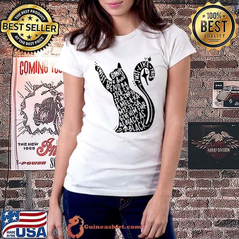 Give him fur as black as ccary halloween black cat T-Shirt Ladiestee