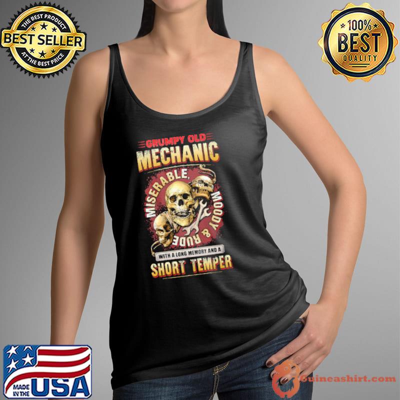 Grumpy Old Mechanic Short Temper Skull Shirt Tank Top