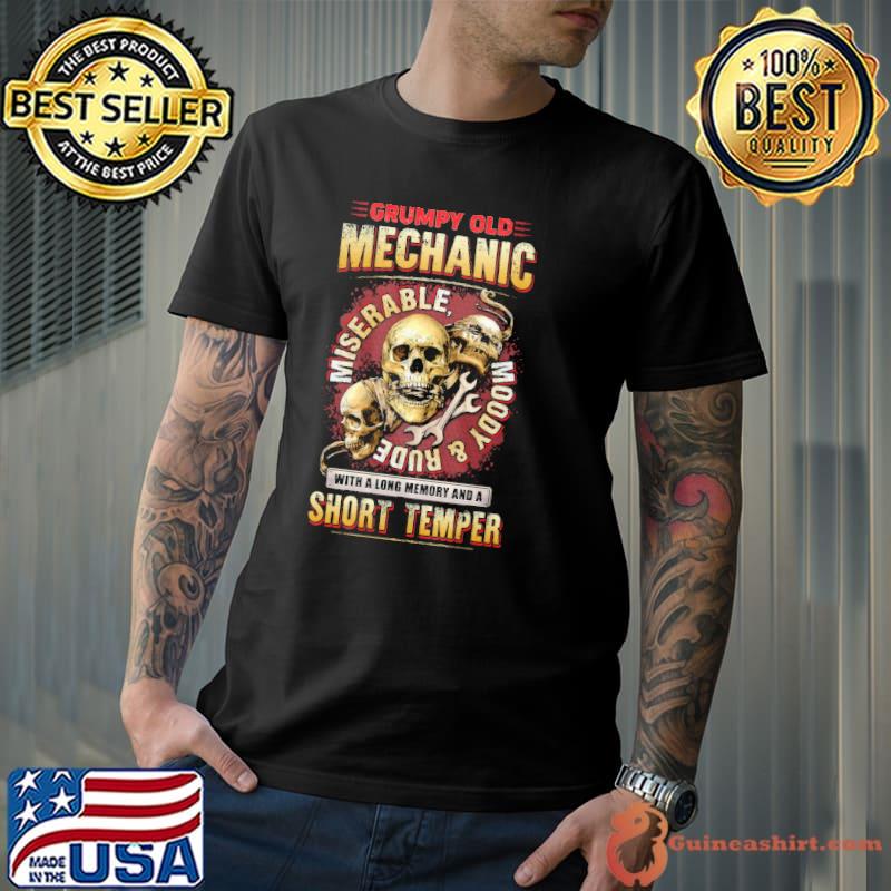 Grumpy Old Mechanic Short Temper Skull Shirt