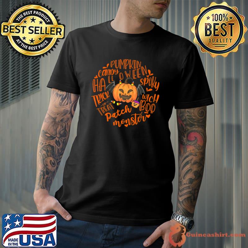 Halloween Typography Spooky Season Pumkin Face Halloween T-Shirt