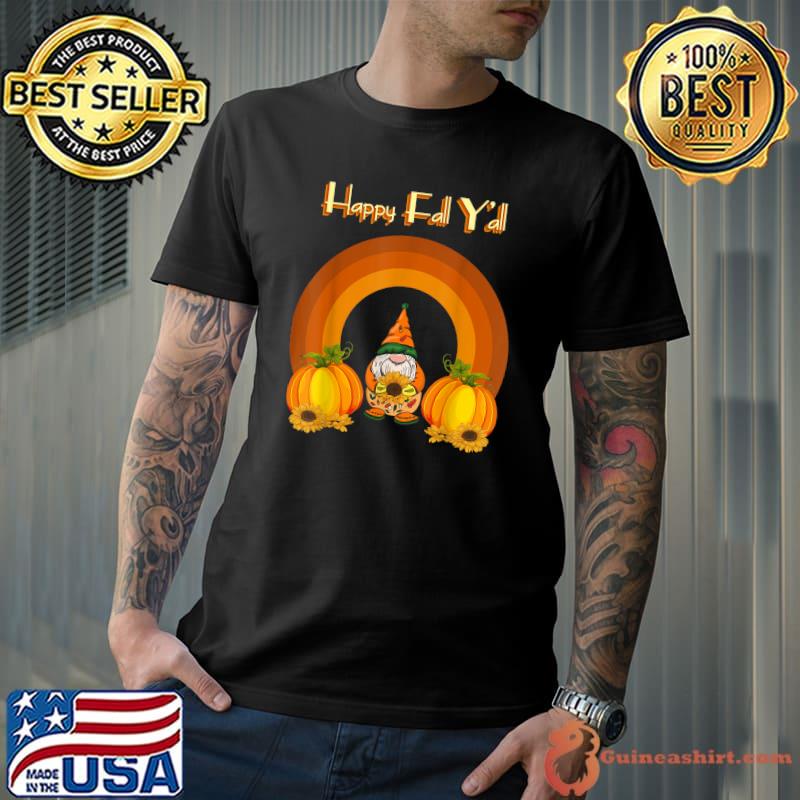 Happy Fall Y'all Autumn Gnomes Pumpkin T-Shirt
