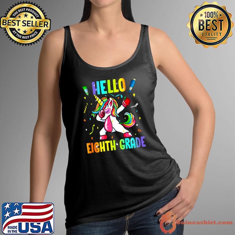 Hello 8th Grade Back To School Unicorn Dabbing T-Shirt Tank Top