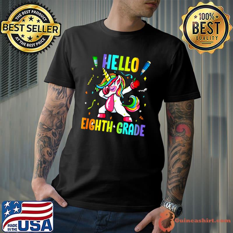 Hello 8th Grade Back To School Unicorn Dabbing T-Shirt Unisex