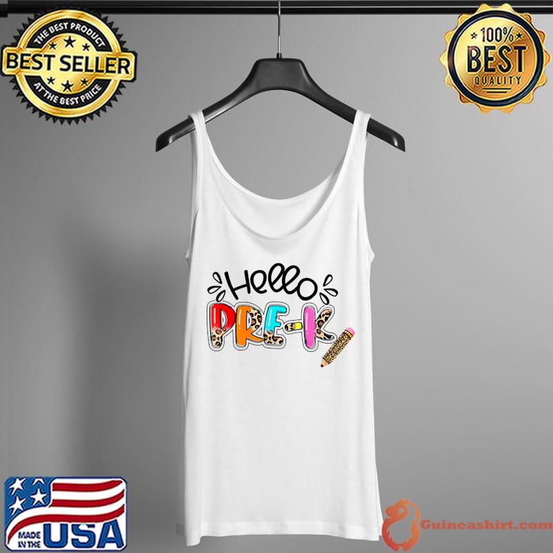 Hello Pre-K Back To School Pencil Leopard T-Shirt Tank Top
