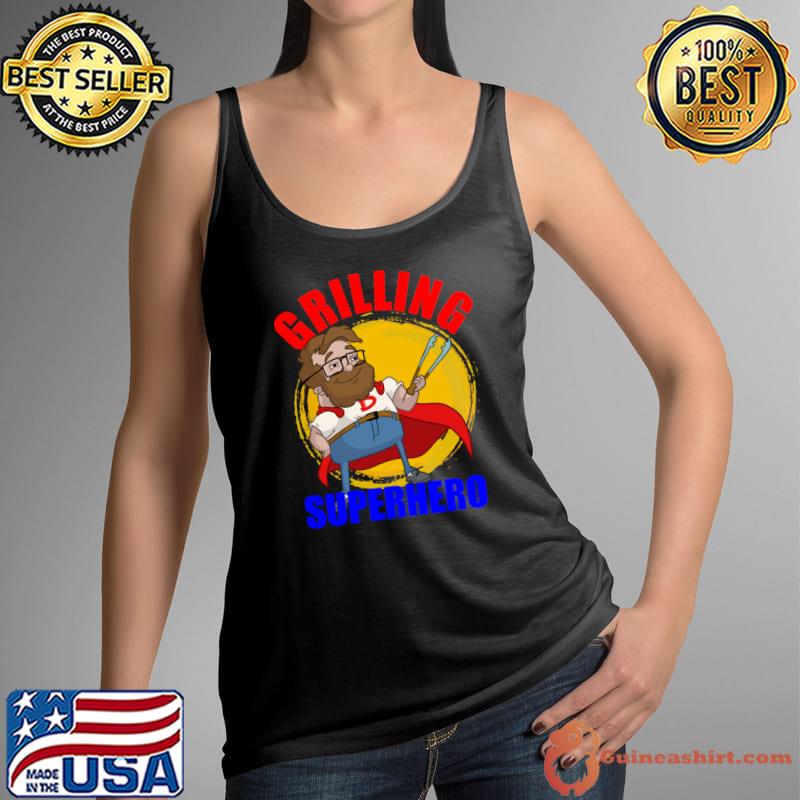 Hilarious Grilling Superhero Dad T-Shirt Tank Top