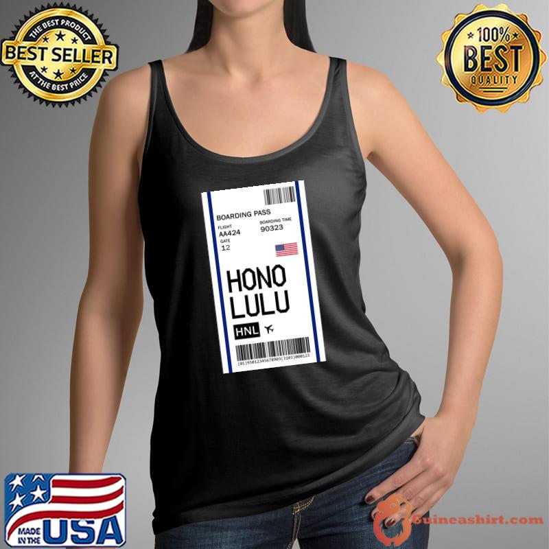 Honolulu Hawaii Boarding Pass Airlane Ticket Luggage Airplane T-Shirt Tank Top
