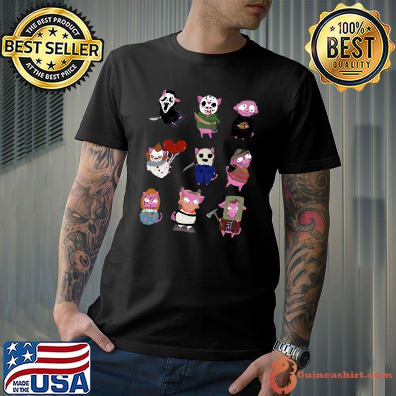Horror Movie Distressed Piggy T-Shirt