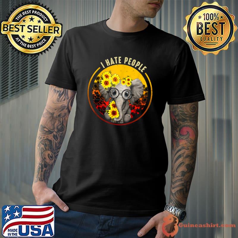 I hate people elephant sunset sunflower T-Shirt