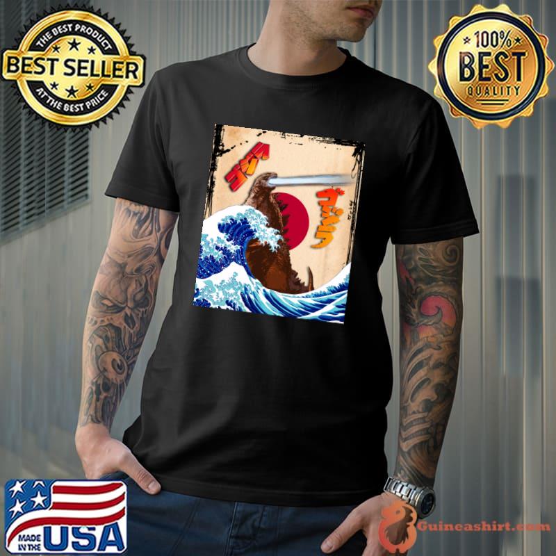 Kaiju Godzilla And Waves Vintage T-Shirt