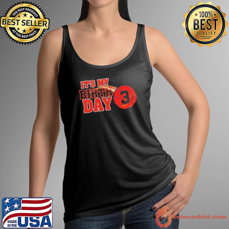 Kids happy birthday 3rd 3 year old basketball boys bball s Tank Top