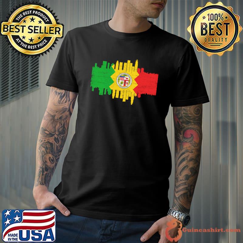 Los Angeles City Flag Skyline Vintage T-Shirt