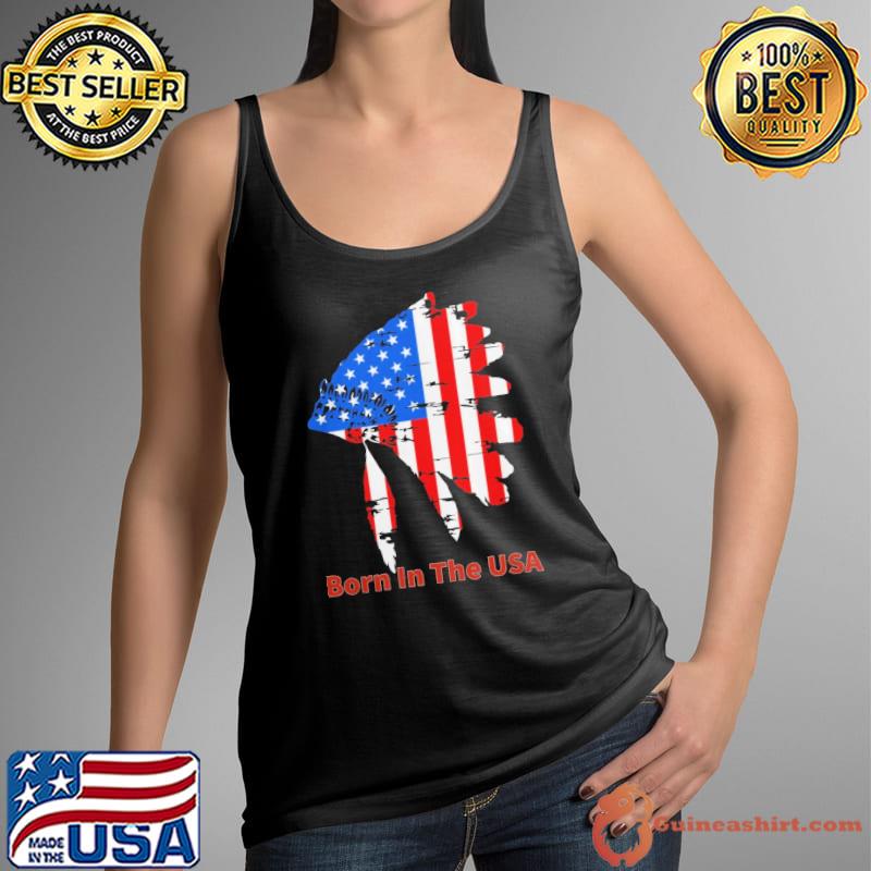 Native American headdress and born in the usa flag s Tank Top
