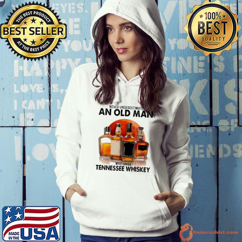 Never Underestimate An Old Man Who Loves Tennessee Whiskey Blood Moon Shirt Hoodie