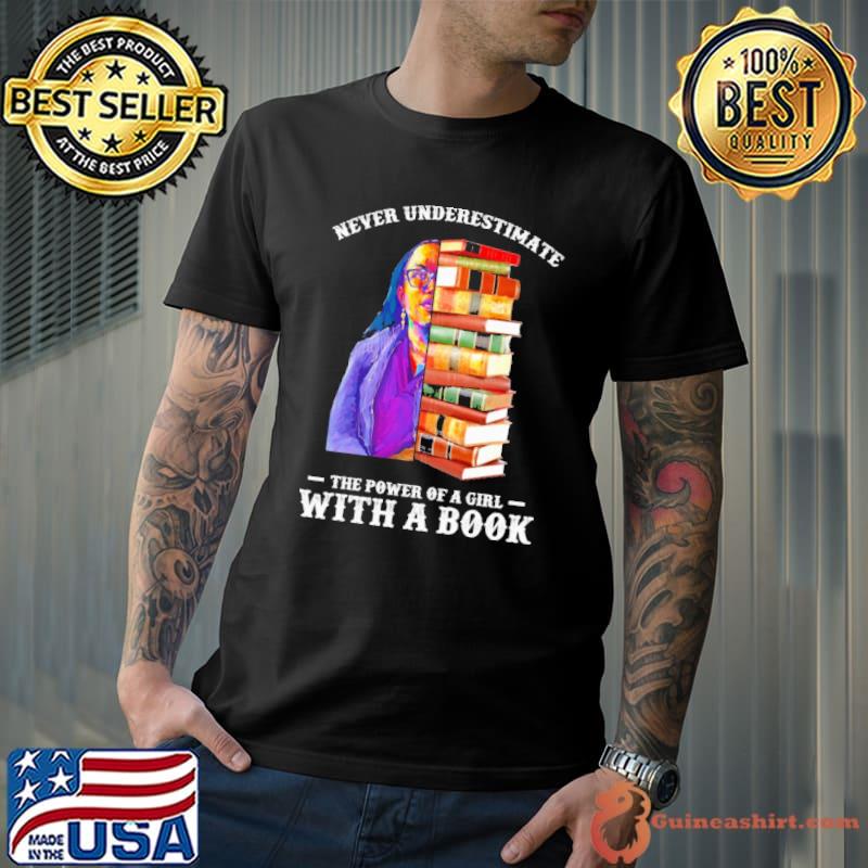 Never Underestimate The Power Of a Girl With A Book Shirt