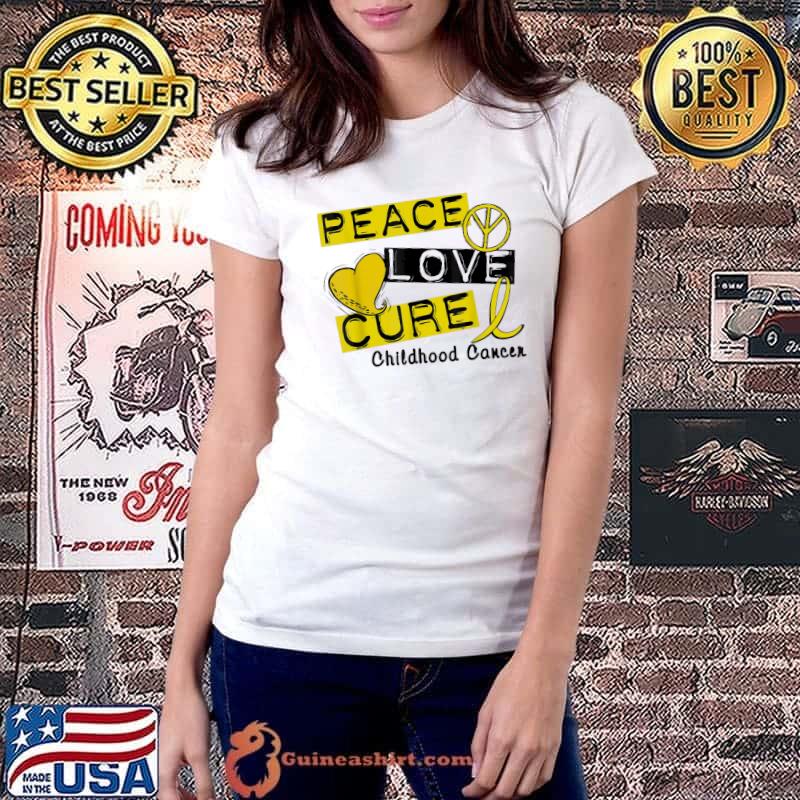 Peace love cure gold ribbon childhood cancer awareness s Ladiestee