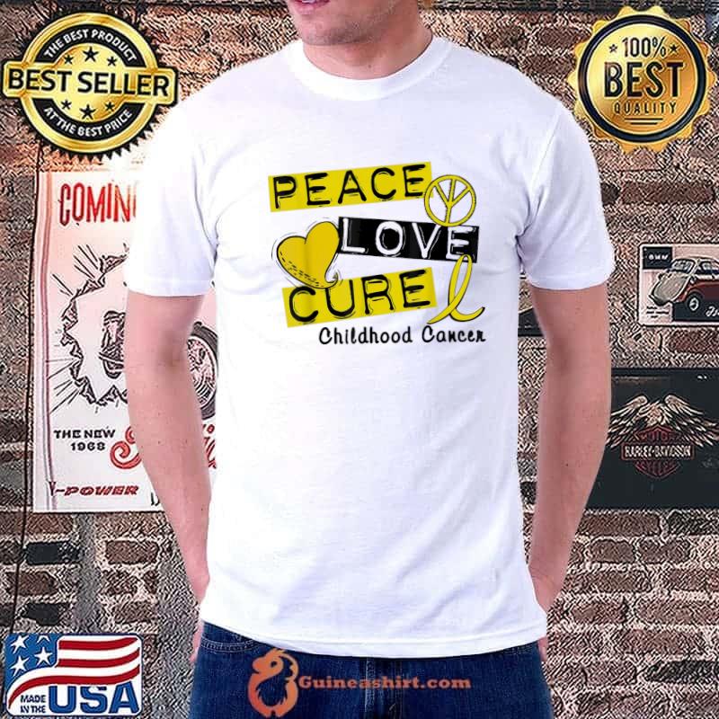Peace love cure gold ribbon childhood cancer awareness shirt