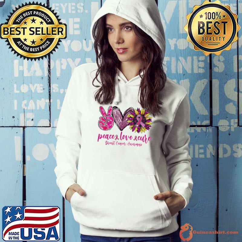 Peace love cure pink leopard sunflower breast cancer s Hoodie