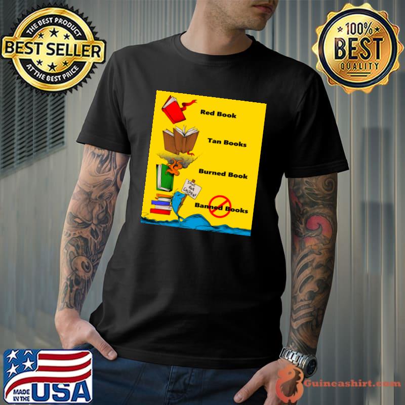 Red Boo Tan Book Burned Book Banned Books T-Shirt