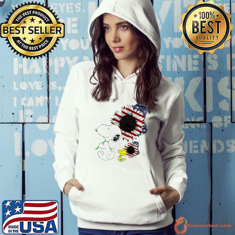 Snoopy And Wookstock Flower American Flag Shirt Hoodie
