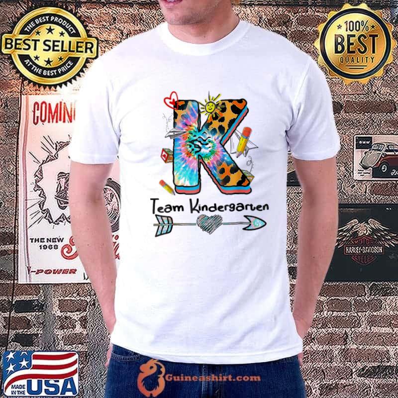 Team kindergarten cute tie dye leopard back to school shirt