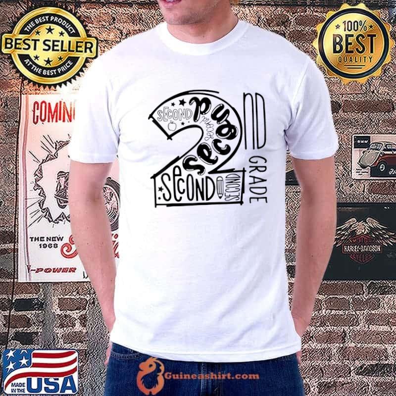 Team Second Grade Typography Teacher Student Back To School T-Shirt