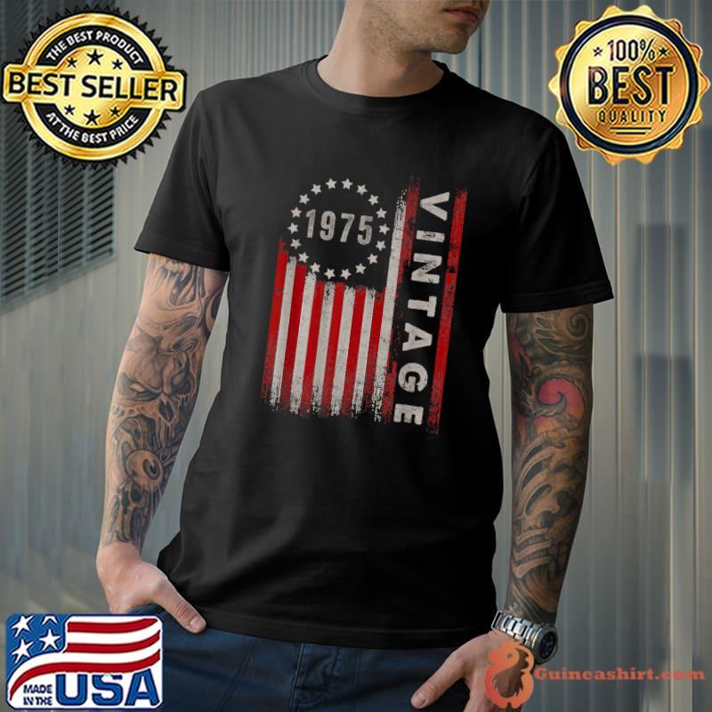 Vintage 1975 American Flag 47th Birthday T-Shirt