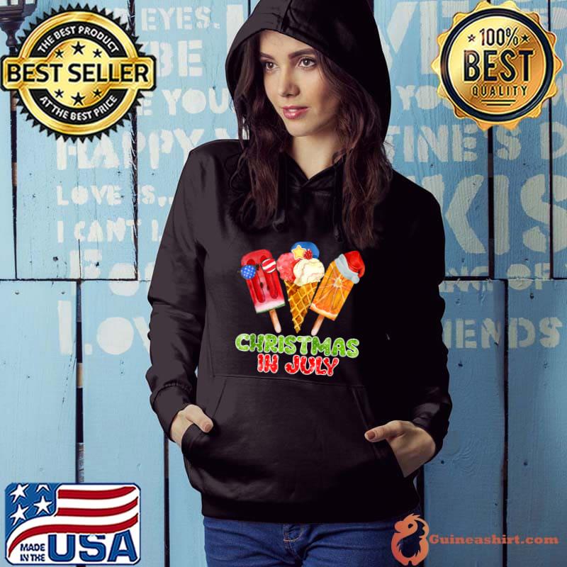 Watercolor Ice Cream Christmas In July Summer Vacation T-Shirt Hoodie