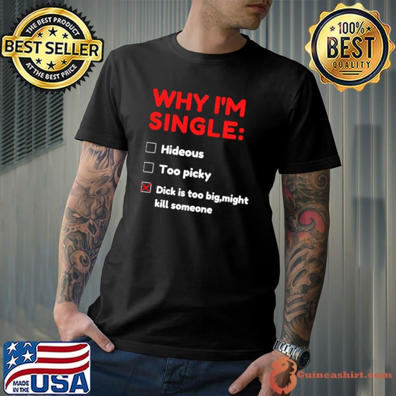 Why I'm Single Hideous Too Picky Dick Is Too Big Might Kill Someone T-Shirt