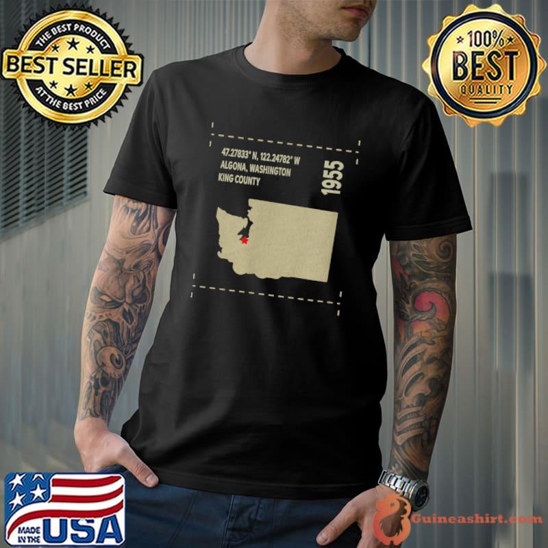 Algona Washington King County 1955 Maps Coordinates Graphic T-Shirt