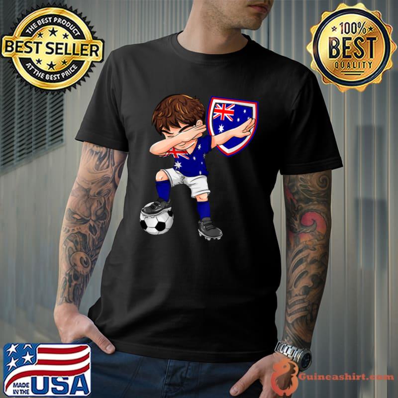 Australia Dabbing Soccer Boy Australian Flag Football Lovers T-Shirt