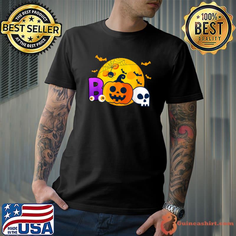 Boo Blood Moon Pumpkin Skull Halloween T-Shirt