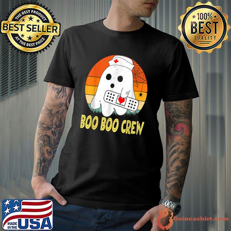 Boo Boo Crew Ghost Nurse Halloween Vintage Sunset T-Shirt