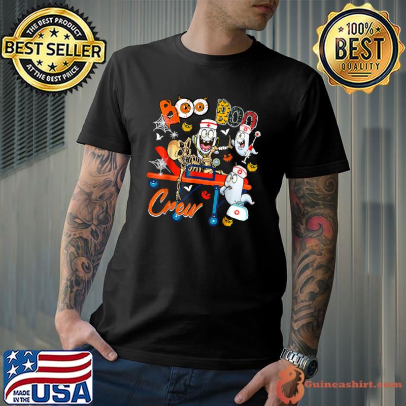 Boo Boo Crew Halloween Nurse Boo Ghosts With Skeleton T-Shirt