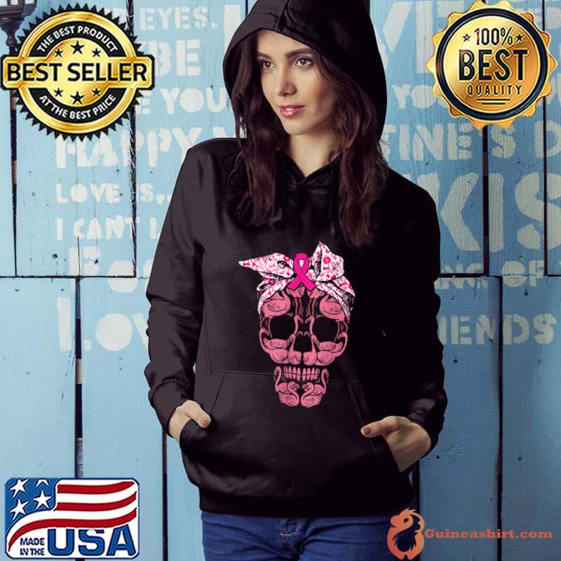 Breast Cancer Pink Flamingo Skull Ribbon Costume Halloween T-Shirt Hoodie