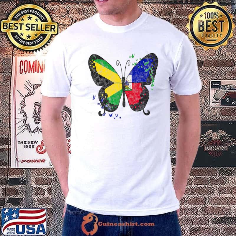 Butterfly Haiti Haitian America Jamaica Caribbean Combo T-Shirt